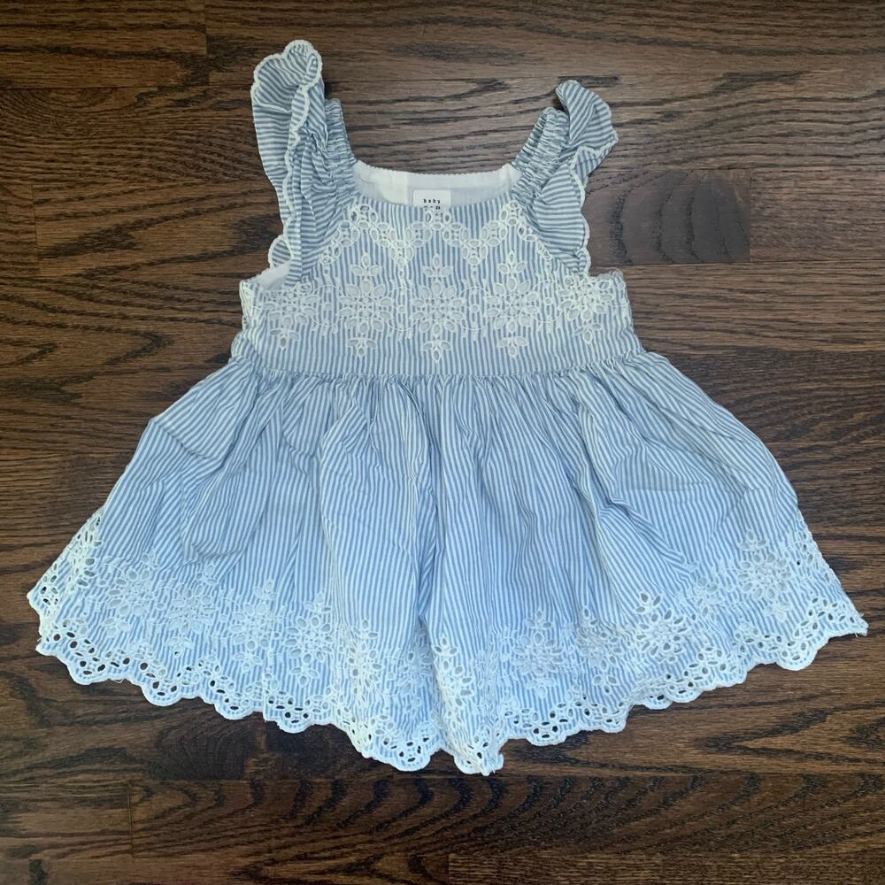 Baby Gap Blue and White Striped Eyelet Dress | 12-18 Months
